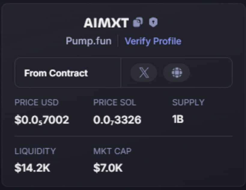 Solboydegen's tweet photo. DONE : 123X
CA : E9QYWkes72X4e528myfny7MWPTqN3V5Sf3vP36btpump
โ ๐ $AIMXT #AIMXT / ๐ฑ SOL
โ Called Private : 7K
โ Called Public : 865K
https://t.co/PTDyOYwAdp https://t.co/rdFE5Wh0RE