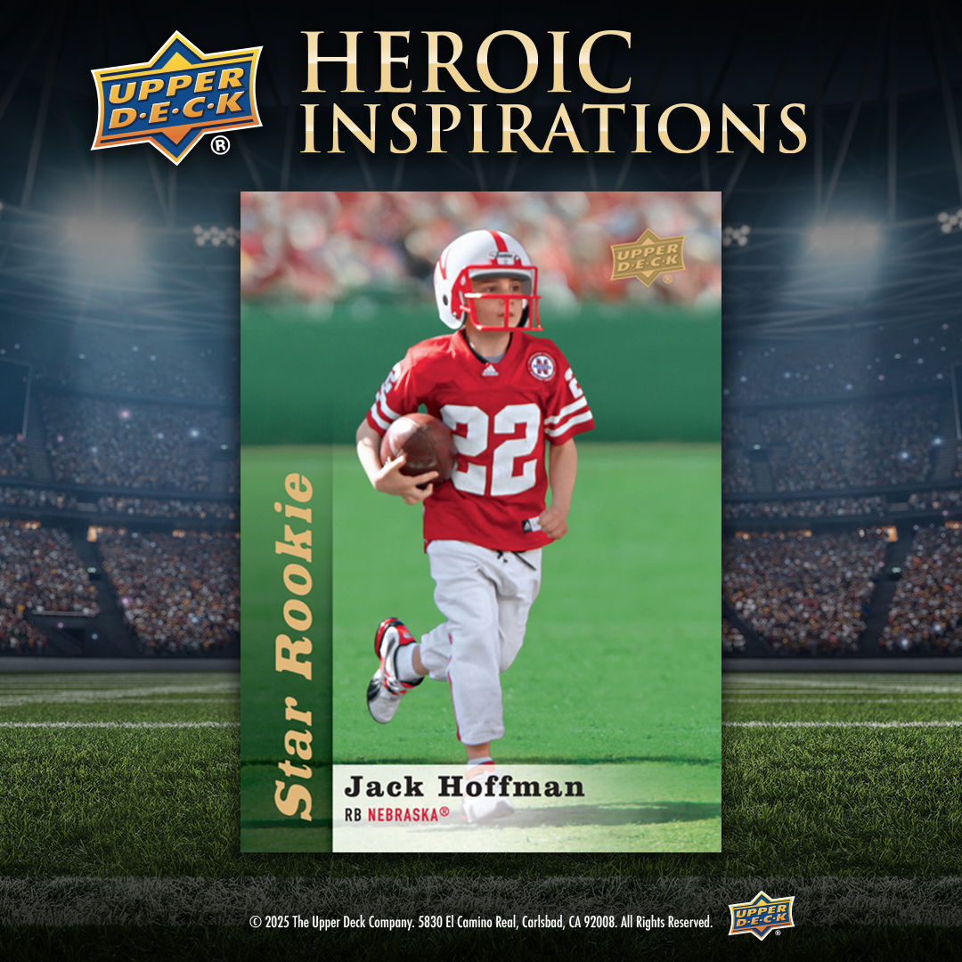 UpperDeckSports's tweet photo. We are saddened to hear of the passing of one of our very own Heroic Inspirations, Jack Hoffman. Jack first captured the eyes and the hearts of the nation during his unforgettable 69-yard touchdown run during the 2013 Nebraska Spring Game. We recognized Jack with the Heroic Inspirations honor for the impact he made, bringing his Star Rookie card to the hobby. Today, we are thinking of Jack, his family and friends, and anyone battling brain cancer.
 
Visit the @TeamJack for more info on funding the cure for childhood brain cancer.
 
Visit the link to read his full Heroic Inspirations story. https://t.co/DJaOdVdWrn
