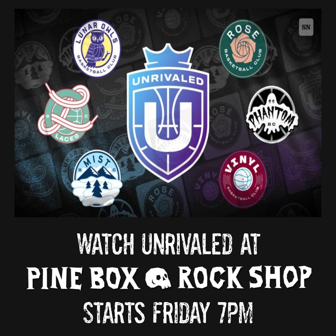 @unrivaledbasketball starts TONIGHT @ 7pm! Watch the games here! #unrivaledbasketball, #mistbc, #wbb, #Rosebc, #TeamGalaxy, and #unrivaledwbb #wnba #womensbasketball 🏀
Get here early for Happy Hour: $6 wells and select drafts, $7 can and shot specials 🥃  till 7PM