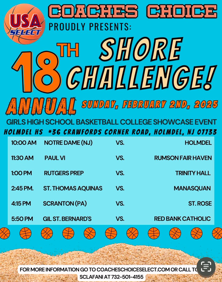 All Eyes will be on this years Shore Challenge at Holmdel HS Run by Coaches Choice USA and Sponsored by SPEEDLINE TEAM SPORTS. This year’s match ups will be electrifying. We already have commitments from many College Coaches who will be in attendance along with numerous