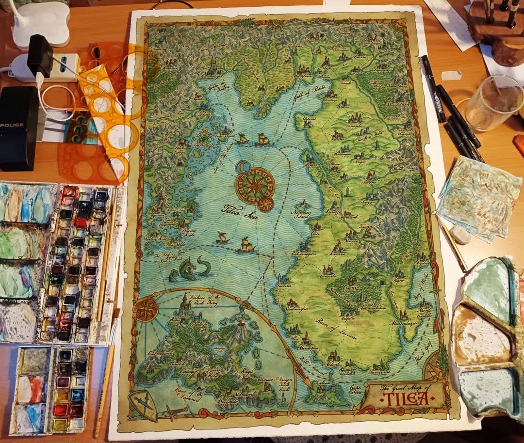 We'll stop here for today...
My version of The TILEA  map is complete....Have a Nice day to all my Warhammer-loving friends!❤️🗺️🧭
ko-fi.com/s/94632e5950