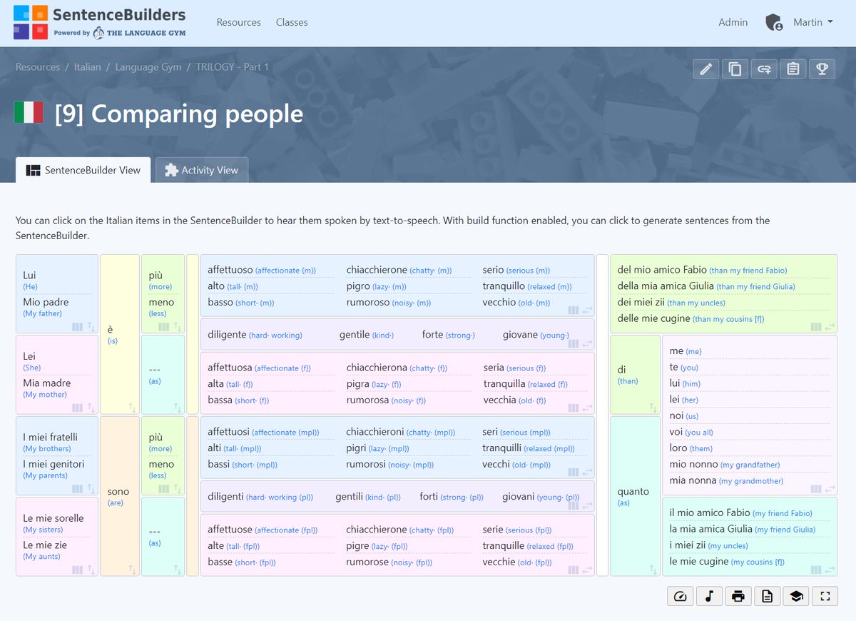 🇮🇹 Italian - Comparing people 👇👇👇
#RandomSB #SentenceBuilders #EPI #mfltwitterati