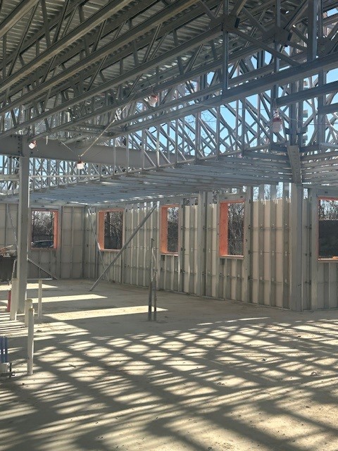 FSPArchitects1's tweet image. 🏗️ Progress at Christ Child House! The residential wing is taking shape with slab, steel, and roof trusses complete. The gym is enclosed with an acoustic deck, roof membrane, and temp heat to keep work on track this winter. Stay tuned for more updates as we make progress! ✨