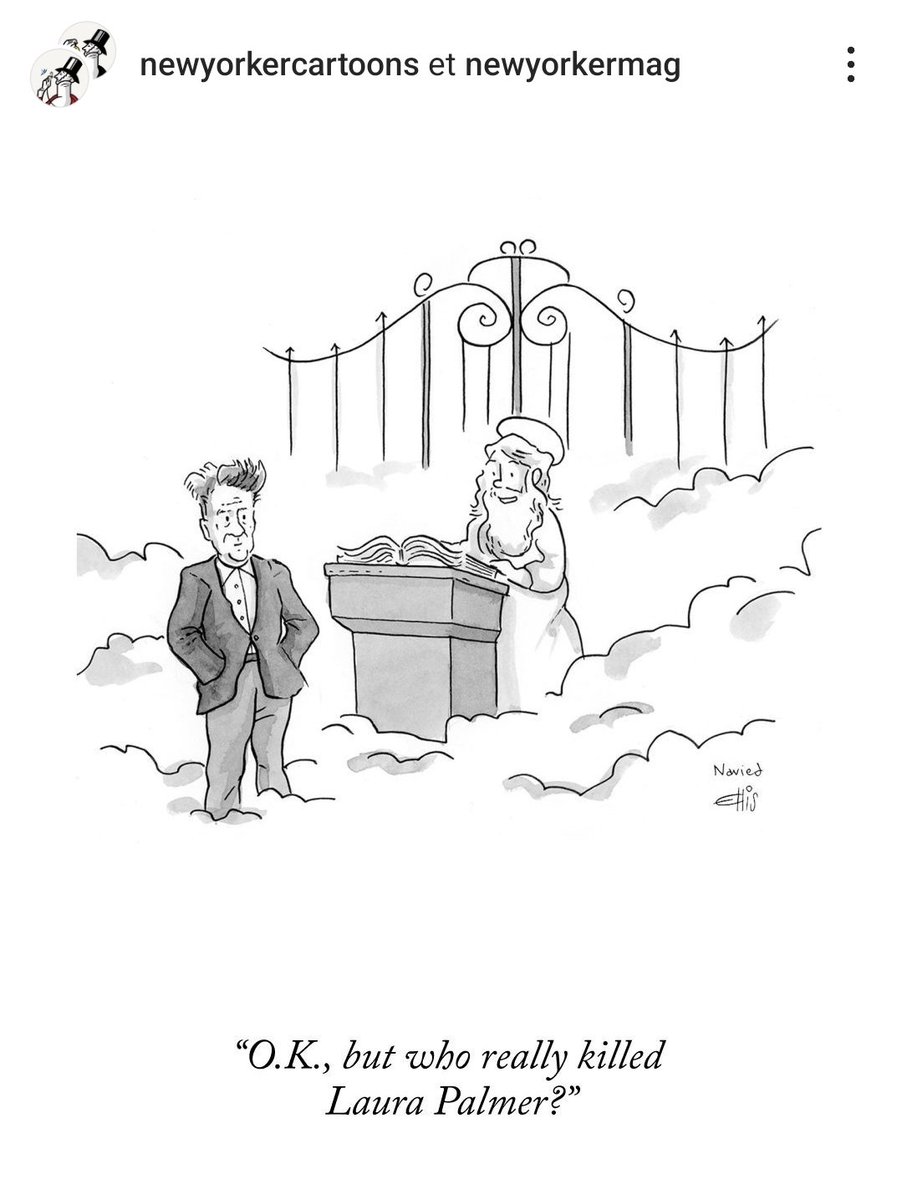 PascaleCiscares's tweet photo. @NewYorker 
Please, give us an answer, David !
#davidLinch 
#TwinPeaks https://t.co/627J4WlhMc