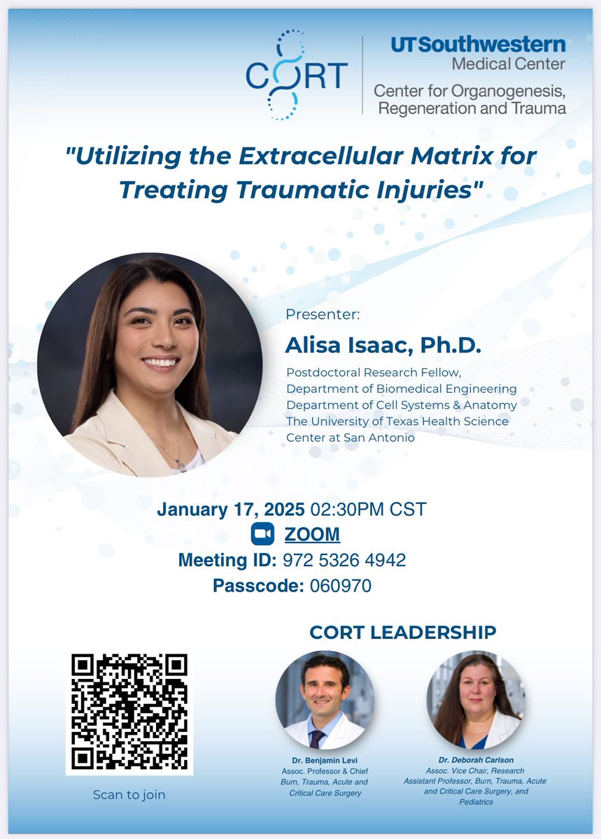 Alisa Isaac (@alisaisaac_) on Twitter photo Excited to present my latest work on damaged ECM biomaterials at UTSW Center for Organogenesis, Regeneration & Trauma today!
@UTTRC4 <a href="/RemediLab/">ReMeDI_Lab</a> <a href="/BmeUtsa/">BME UTSA</a> <a href="/SA_IRACDA/">San Antonio IRACDA</a> Excited to present my latest work on damaged ECM biomaterials at UTSW Center for Organogenesis, Regeneration & Trauma today!
@UTTRC4 <a href="/RemediLab/">ReMeDI_Lab</a> <a href="/BmeUtsa/">BME UTSA</a> <a href="/SA_IRACDA/">San Antonio IRACDA</a>