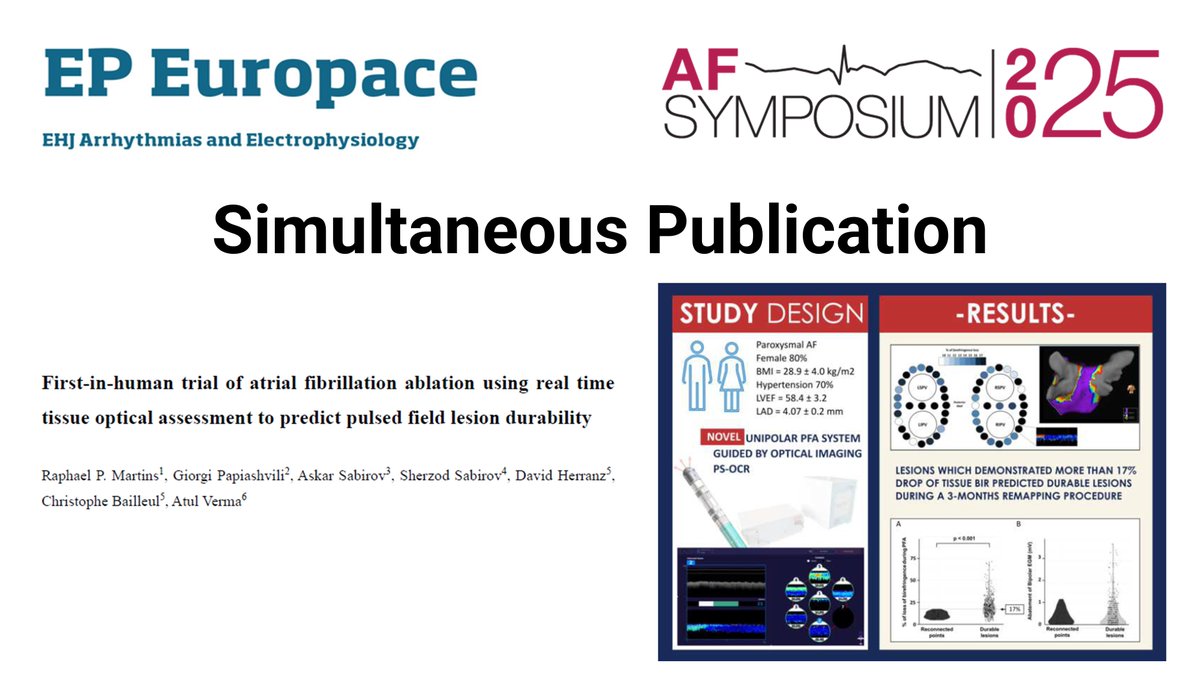 Europace Editor-in-Chief (@europaceeic) on Twitter photo #Epeeps
Ability of Real Time Tissue Optical Assessment to Predict Lesion Durability: First in Human Study from <a href="/atulverma_md/">Atul Verma</a> et al.
LBT #AFSymposium2025 Publication #Europace
🔗 doi.org/10.1093/europa…
<a href="/GiulioConte9/">Giulio Conte</a> <a href="/FraSantoroMD/">Francesco Santoro, MD, PhD</a> <a href="/AndyZhangMD/">Xiaodong Zhang (Andy), MD, PhD, FHRS, FACC</a> <a href="/marcovitoloMD/">Marco Vitolo Ⓜ️</a> <a href="/Dominik_Linz/">Dominik Linz</a> #Epeeps
Ability of Real Time Tissue Optical Assessment to Predict Lesion Durability: First in Human Study from <a href="/atulverma_md/">Atul Verma</a> et al.
LBT #AFSymposium2025 Publication #Europace
🔗 doi.org/10.1093/europa…
<a href="/GiulioConte9/">Giulio Conte</a> <a href="/FraSantoroMD/">Francesco Santoro, MD, PhD</a> <a href="/AndyZhangMD/">Xiaodong Zhang (Andy), MD, PhD, FHRS, FACC</a> <a href="/marcovitoloMD/">Marco Vitolo Ⓜ️</a> <a href="/Dominik_Linz/">Dominik Linz</a>