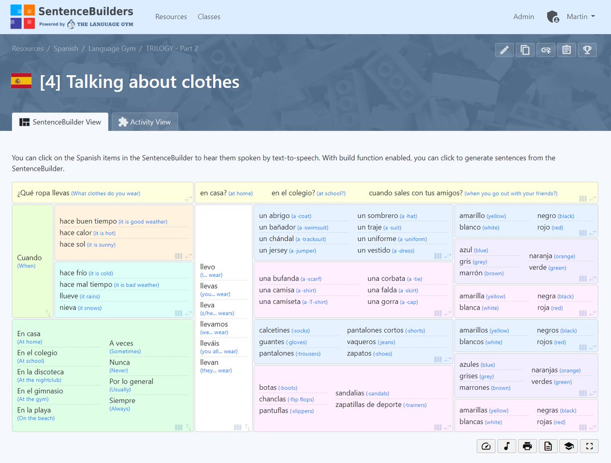SentenceBuildrs's tweet photo. 🇪🇸 Spanish - Talking about clothes 👇👇👇
#RandomSB #SentenceBuilders #EPI #mfltwitterati https://t.co/MVsyfyzaQM