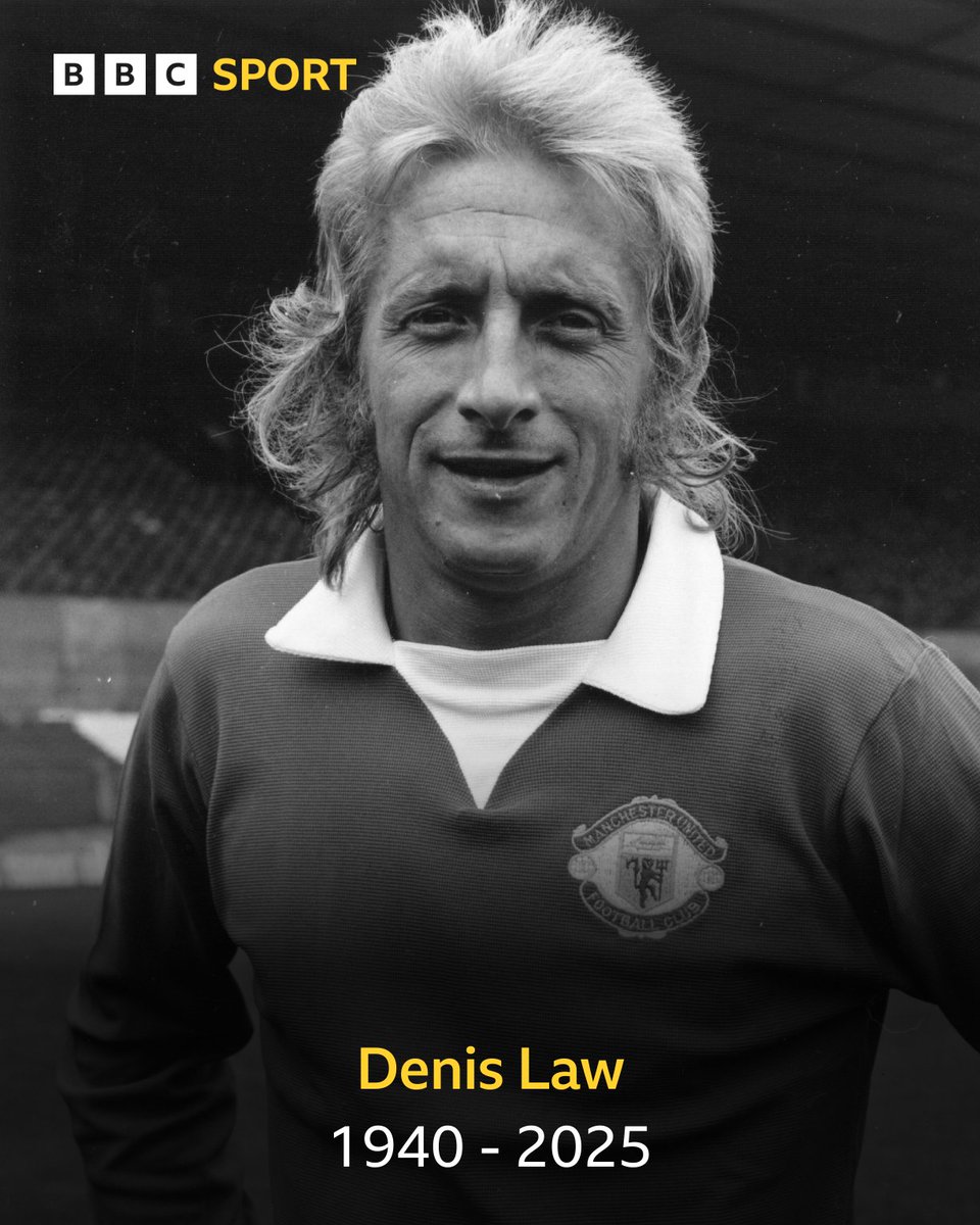 BBCSportScot's tweet image. Former Scotland, Manchester United and Manchester City striker Denis Law - the only Scottish player to have won the Ballon d'Or - has died at the age of 84.

#BBCFootball