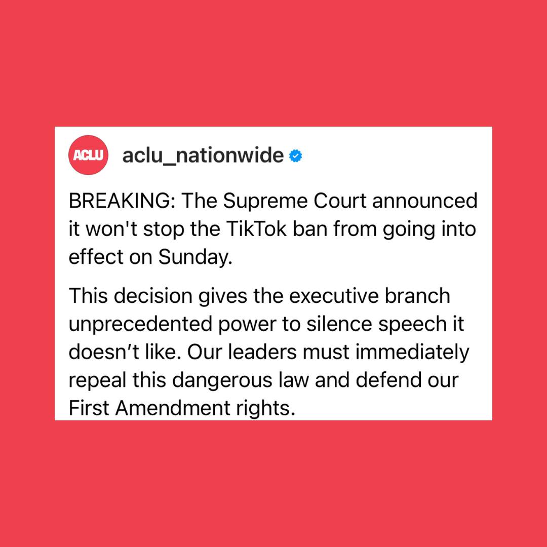 Stripping Americans of their free speech rights does not secure our democracy, it endangers it. We urge the next administration to act swiftly with Congress to repeal or amend this legislation. Every voice matters. loom.ly/qWe4eN8