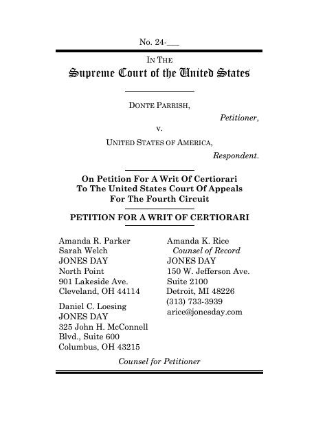 pjaicomo's tweet photo. @IJ Donte Parrish v. U.S.: https://t.co/7vS7jqPcQO