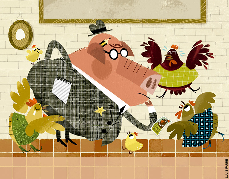 Lluís Farré ha il·lustrat el conte que <a href="/MarcAlabart/">Marc Alabart Barba</a> ha fet per a El Tatano 229.

Podeu gaudir de la història sencera de “L’inspector Cuixot i les gallines desaparegudes” i de totes les il·lustracions al web: cavallfort.cat/conte-inspecto…