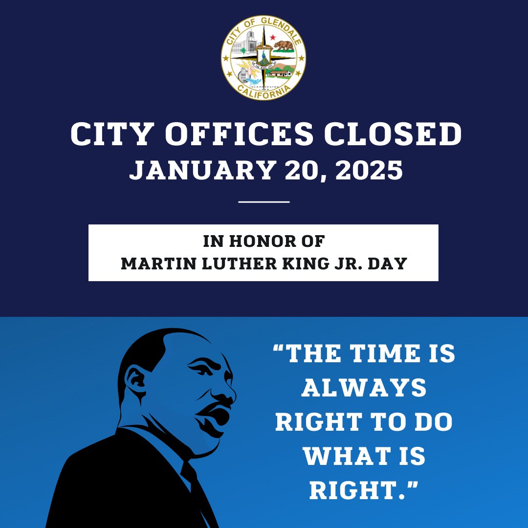 In observance of Martin Luther King Jr. Day, city offices will be closed on Monday, January 20, 2025!