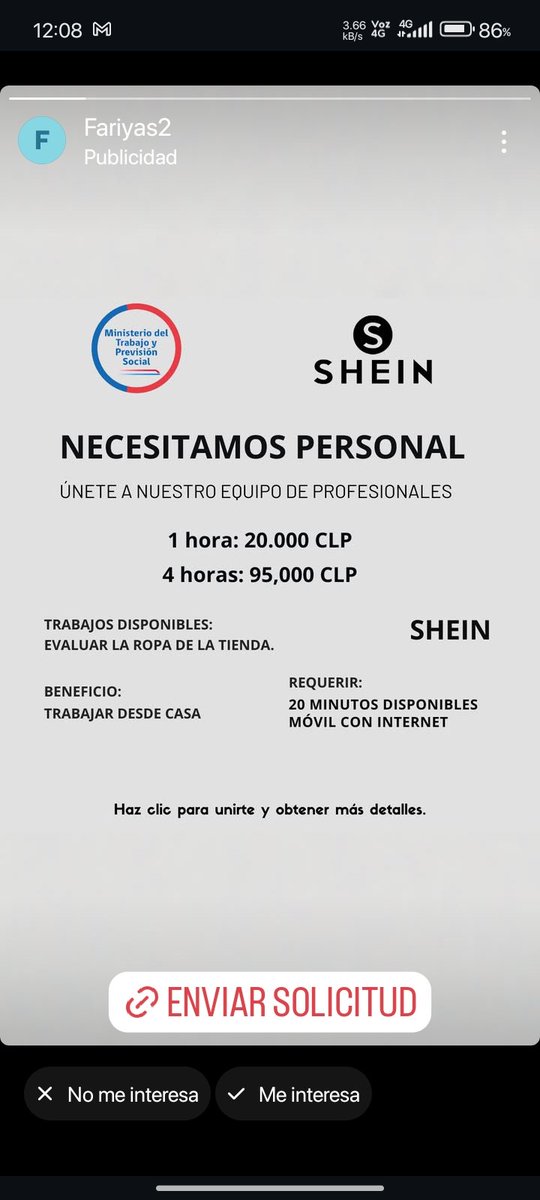 TheOne_908's tweet photo. @MintrabChile hola, hoy me apareció este aviso en las historias de Instagram, con un  logo del ministerio, está bien raro.  Para su conocimiento 😉 https://t.co/q2JRgCmKzX