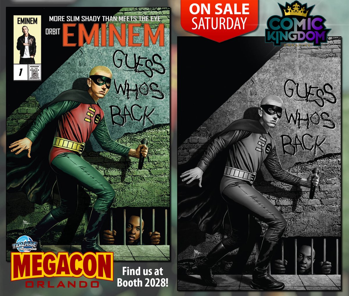 ⏰ On Sale 9amPST/12pmEST Saturday at tinyurl.com/CKC-megacon!
💥 <a href="/MicoSuayan/">Mico Suayan</a> Orbit: Eminem CK #megacon Exclusive!
#comickingdomcreative #comickingdomrules #eminem #slimshady <a href="/TidalWaveProd/">TidalWave Comics</a> <a href="/ericMesquivel/">Ξric Ξsquivel</a> <a href="/NNComics/">NN</a> #comicbiography #musthavecover #limitedprintrun
