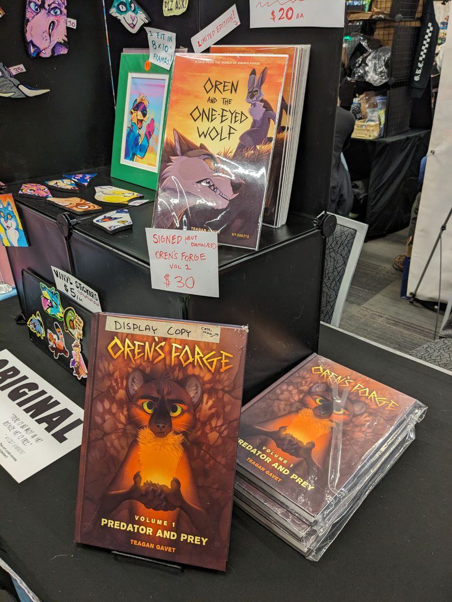 Also at FC, my partner has a couple of SIGNED copies of Oren's Forge Vol 1 at table #111 &amp; some copies of Oren and the One-Eyed Wolf (numbered and won't be reprinted)!  

(The Vol 1's are old souls with a bit of cosmetic damage, so they're not only signed, but $5 off)