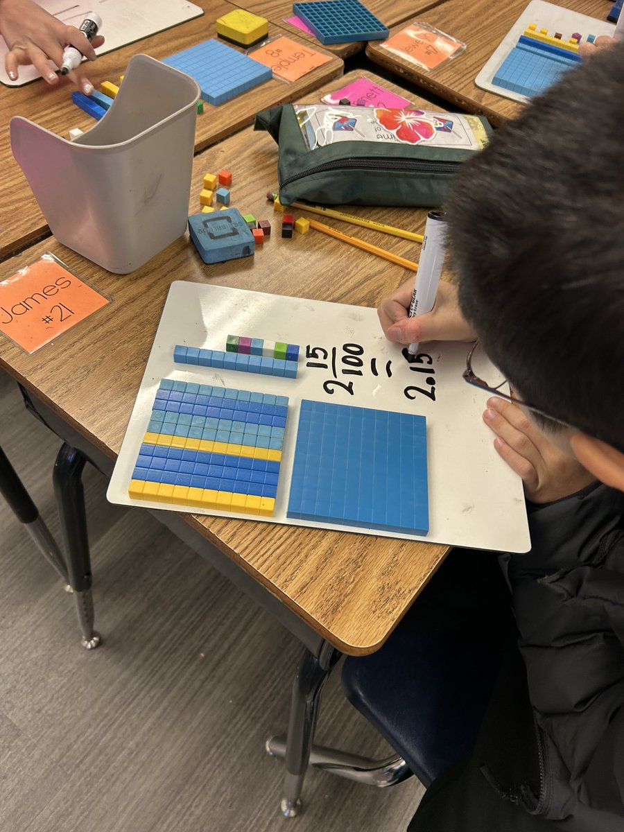 Pulled out classic math manipulatives to practice writing equivalent fractions and decimals today. Something so simple can help students make connections and strengthen their understanding 🧮