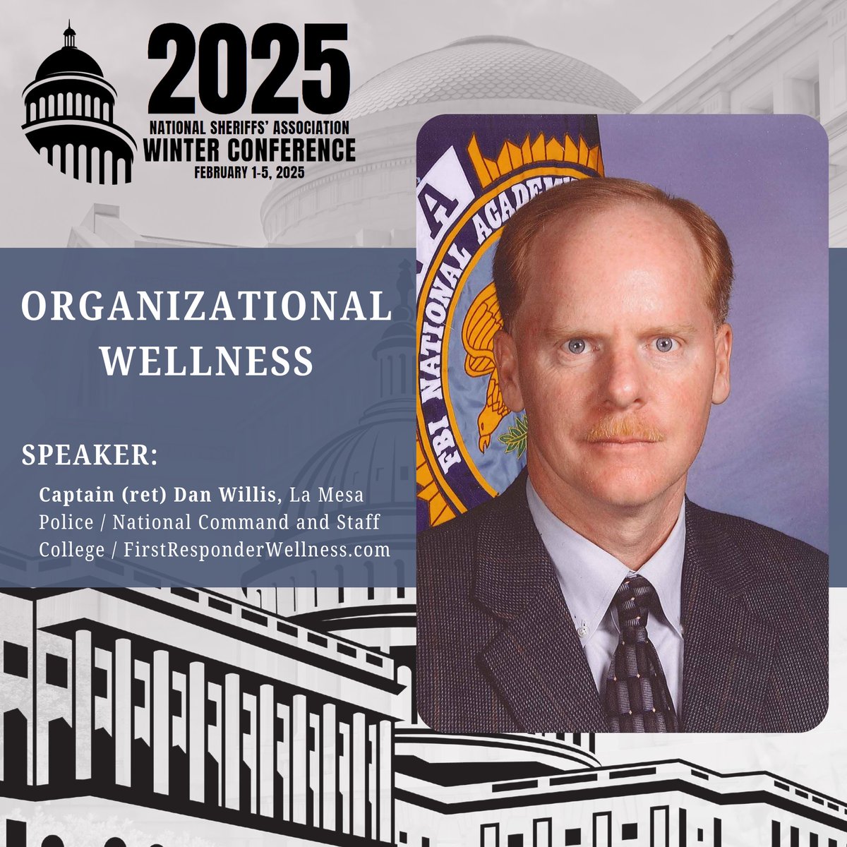 NationalSheriff's tweet image. Day 4 of the #Sheriffs2025 Speaker Spotlight!

Join us at the 2025 NSA Winter Conference to hear from an outstanding lineup of seminar speakers! These seminar speakers bring bold ideas, fresh perspectives, and actionable strategies designed to address today’s toughest challenges…