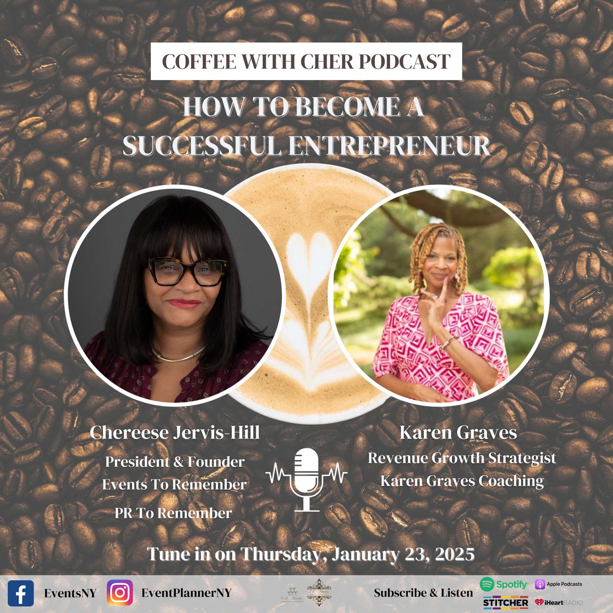 Join us for another Coffee with Cher on Thursday, January 23rd at 2:00 pm with Karen Graves, Revenue Growth Strategist of Karen Graves Coaching. Tune in and don't miss out as we discuss Karen's journey and learn more about Karen Graves Coaching.