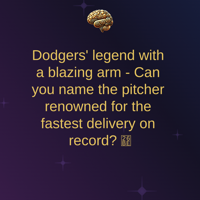 trivia_rush's tweet image. Which Los Angeles Dodgers pitcher is known for throwing the fastest recorded pitch in MLB history? #Dodgers #MLB #TriviaRush