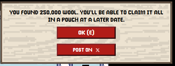 OneNFTGuy's tweet photo. My Sheep 🐑 just found 250000.00 WOOL during my search in Cave Game! #wolfgame #cavegame via @wolfdotgame  LFG!!!!!!!! https://t.co/BwGxhXrMBX