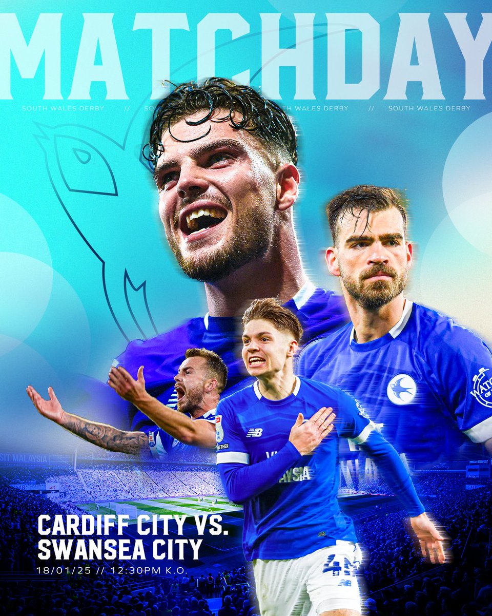 CardiffCityFC's tweet photo. 𝗗𝗘𝗥𝗕𝗬 𝗗𝗔𝗬
🆚 Swansea City
🏡 Cardiff City Stadium
🕧 12:30pm kick-off

Ready for action in the Welsh capital 💪

#CityAsOne https://t.co/U9JPoXwojr