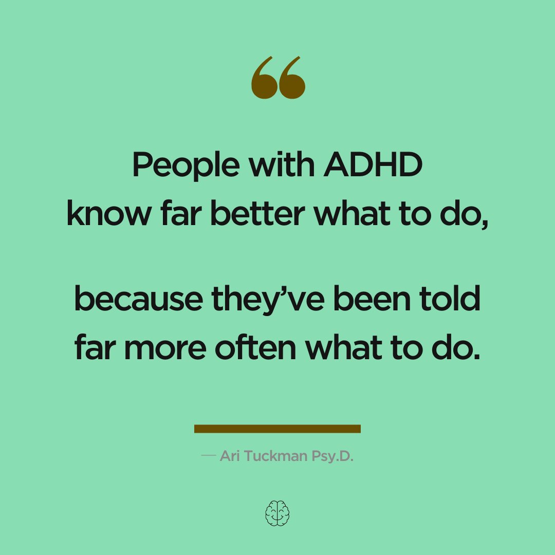 ADHDLifeSimpli's tweet photo. "People with ADHD know far better what to do because they've been told far more often what to do." ─ Ari Tuckman Psy.D.

Follow me for more! 🥰

#ADHDLifeSimplified #EmbraceADHD #ADHD #ADHDMom #ADHDCommunity #ADHDSupport #ADHDisReal https://t.co/ShnEhfDWTH