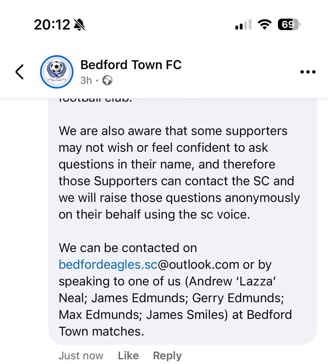 Bedford Town FC Supporters Club tweet media