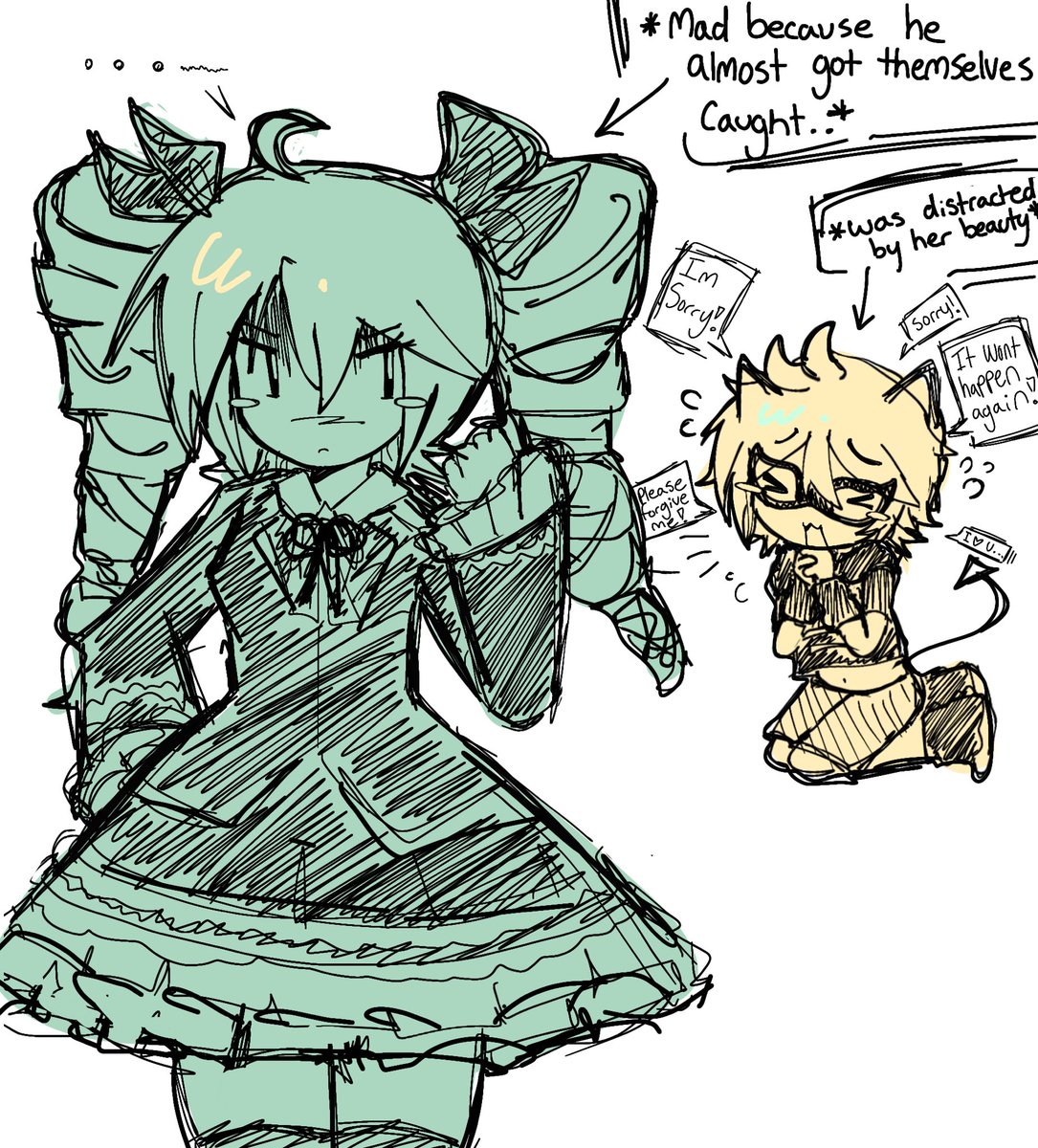 I finally doodled them 💚💛 #lenku #mikulen #レンミク #鏡音レン #HatsuneMiku #初音ミク