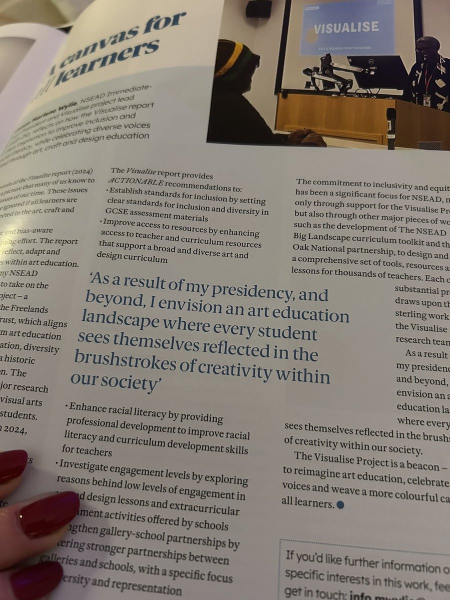 Artists Assemble (@tcpsartists) on Twitter photo What a powerful quote - wow! 💯
Just imagine… ‘ An art education where every student sees themselves reflected in the brushstrokes of creativity within our society.’
<a href="/InfoWylie/">Marlene Wylie</a> <a href="/NSEAD1/">NSEAD</a> <a href="/SophieLeach_/">Sophie Leach</a> <a href="/mrs_darl/">Adele Darlington</a> <a href="/theartcriminal/">Susan M Coles</a> <a href="/SuperpowerLook/">The Superpower of Looking</a> <a href="/GomersalArt/">Gomersal Primary Art</a> What a powerful quote - wow! 💯
Just imagine… ‘ An art education where every student sees themselves reflected in the brushstrokes of creativity within our society.’
<a href="/InfoWylie/">Marlene Wylie</a> <a href="/NSEAD1/">NSEAD</a> <a href="/SophieLeach_/">Sophie Leach</a> <a href="/mrs_darl/">Adele Darlington</a> <a href="/theartcriminal/">Susan M Coles</a> <a href="/SuperpowerLook/">The Superpower of Looking</a> <a href="/GomersalArt/">Gomersal Primary Art</a>
