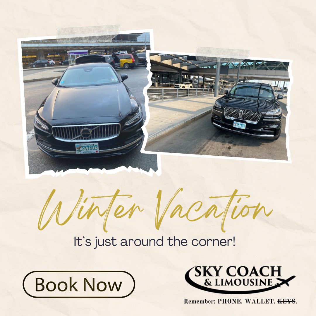 skycoachusa's tweet photo. Winter vacation is almost here! ❄️✈️ Trade the cold for sunny shores 🌴☀️. Start your trip stress-free with Sky Coach &amp; Limousine, reserve your ride today and travel in comfort!

📲 Call us or book online: https://t.co/hVTULOiD8e

#WinterEscape #AirportTransfers #SkyCoachAndLimo https://t.co/Hn9LYd2ViP