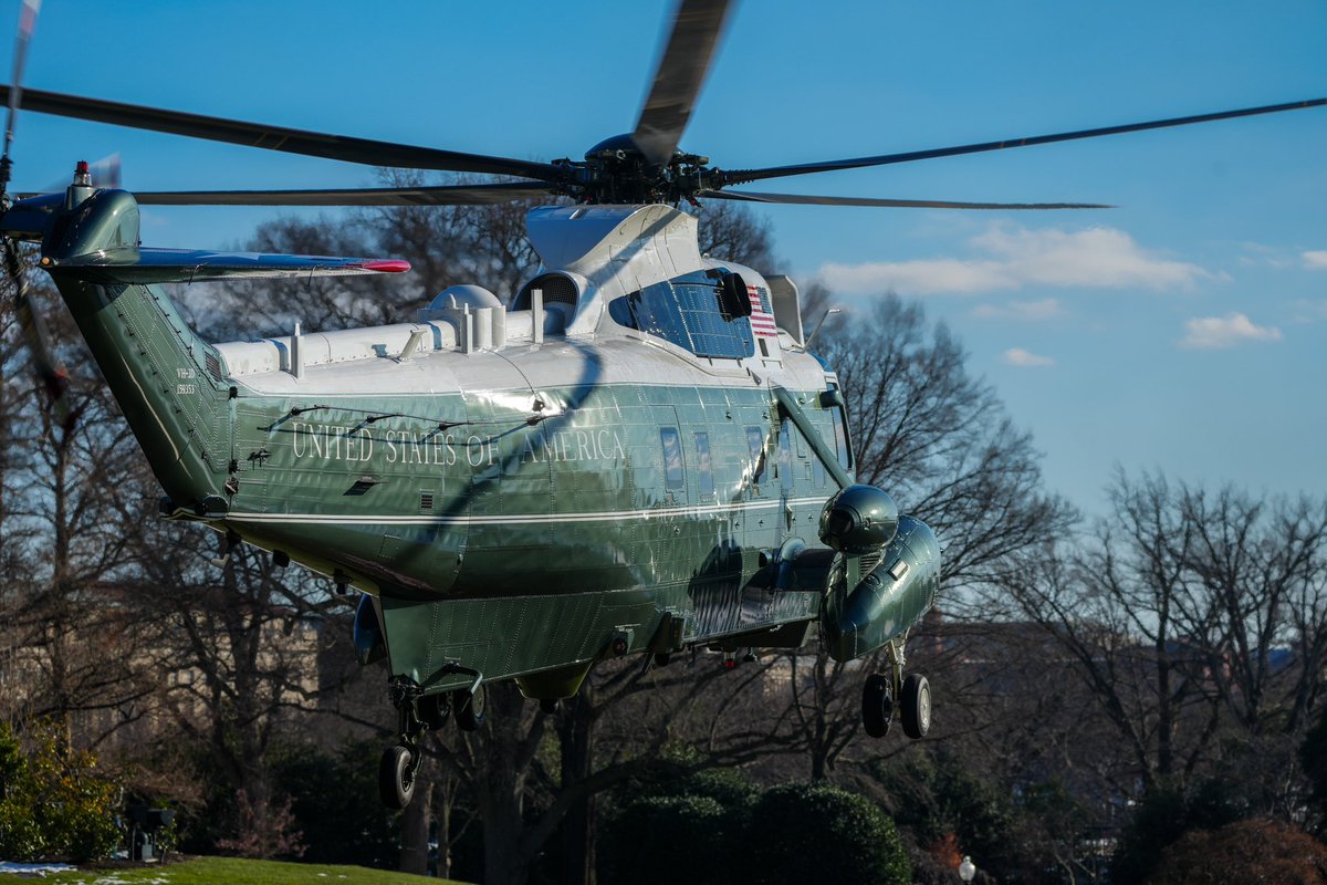 The <a href="/POTUS/">President Donald J. Trump</a> <a href="/FLOTUS/">First Lady Melania Trump</a> and grandson Beau make their way to their helicopter for a flight to Andrews to thank the staff there for their service.
