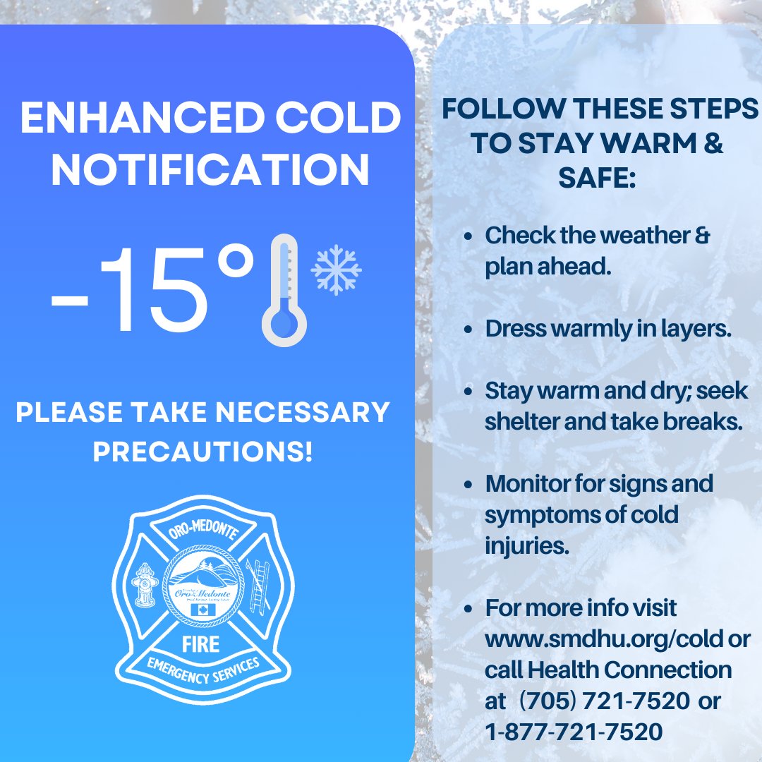 **Alert!** Simcoe &amp; Muskoka to hit -15°C (-20°C wind-chill) from Jan 18-20. Bundle up and stay safe!  #WeatherAlert #StayWarm #SimcoeMuskoka