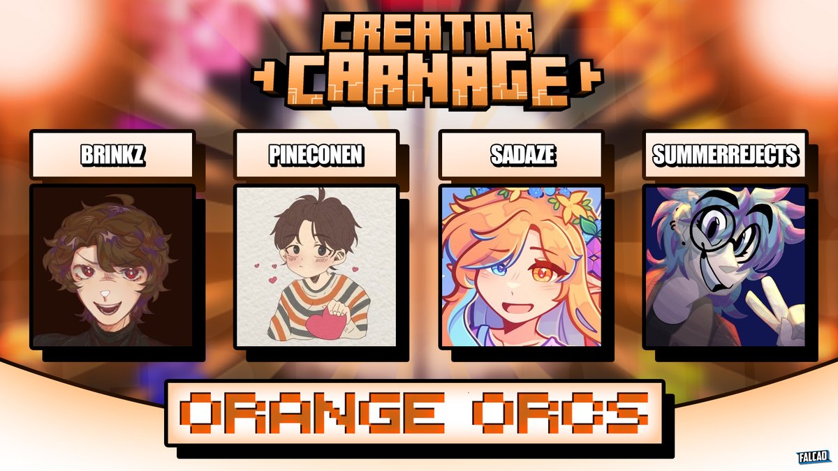 Introducing the Orange Orcs!

<a href="/Brinkzlol/">Brinkz</a> <a href="/Pineconenn/">KAMI 🌻</a> <a href="/Sadazeyt/">Sadaze ✨🌧🧡</a> <a href="/SummerRejects/">Bex ♿️</a> 

Watch them create carnage on Sunday 26th January at 3pm EST / 8pm GMT!