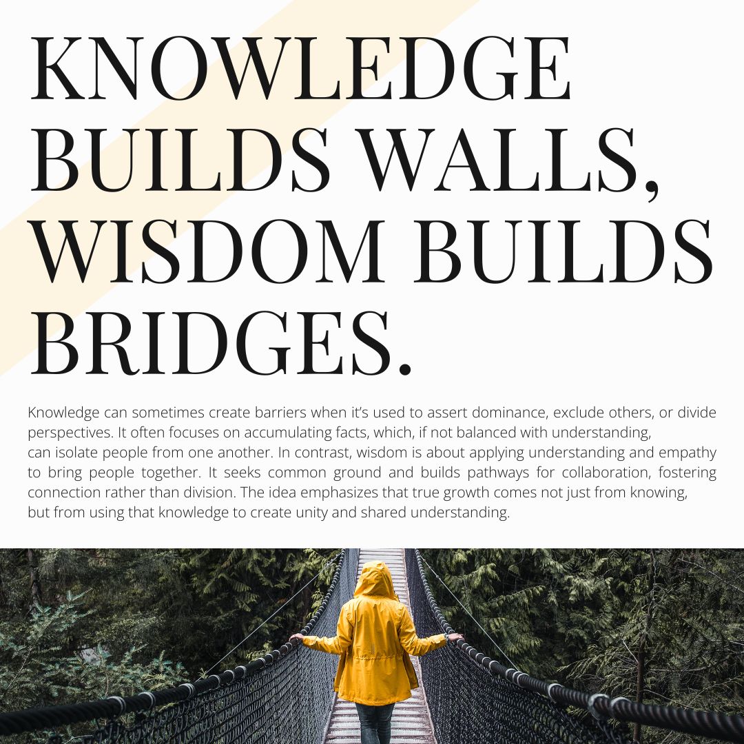 Capture_DigMktg's tweet photo. ✨ Knowledge is powerful, but it’s how we use that knowledge that truly matters. When we focus solely on facts, we can inadvertently create boundaries that separate us. 🧠💔 

Wisdom is the bridge that connects us. It urges us to apply understanding and empathy, enabling colla... https://t.co/0aXNQF7Ypv