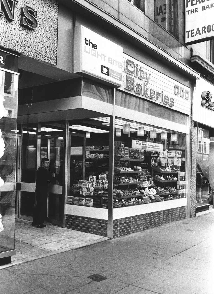 A City Bakeries shop in Glasgow with the Light Bite cafe. The City Bakeries name began to vanish from the city in the early 1990s when it was bought out by Greggs and its archives were lost in the process.