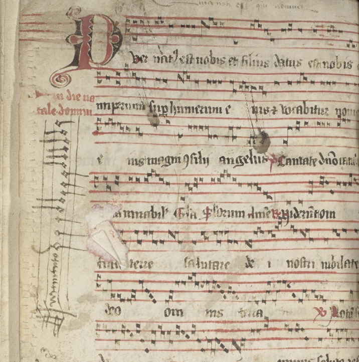 Christmas chants used as flyleaf in a Belgian archive--and the pages got re-used for other musical scribbles! #fragmentfriday fragmentarium.ms/view/page/F-c8…