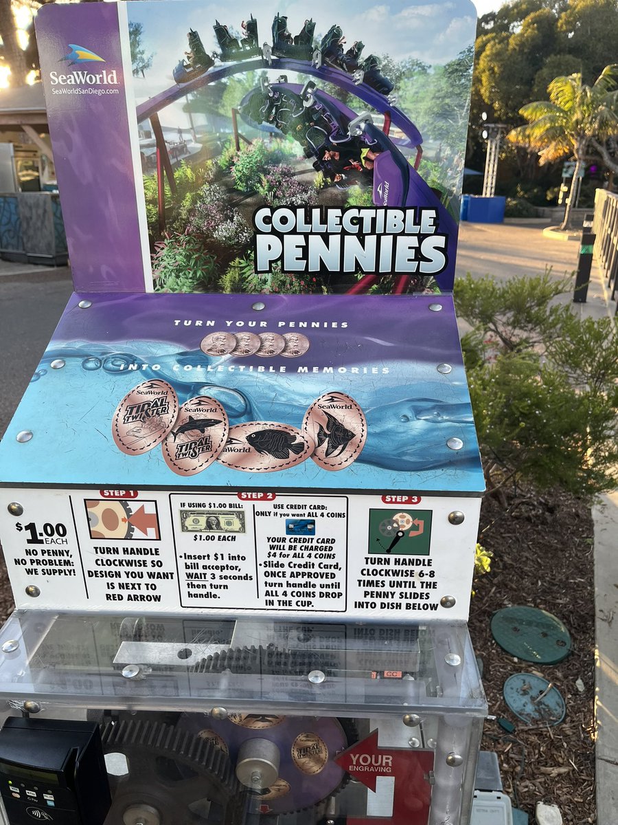 SeaWorld San Diego fun fact: Tidal Twister collectible pennies still available for all you defunct ride collectors out there 😂