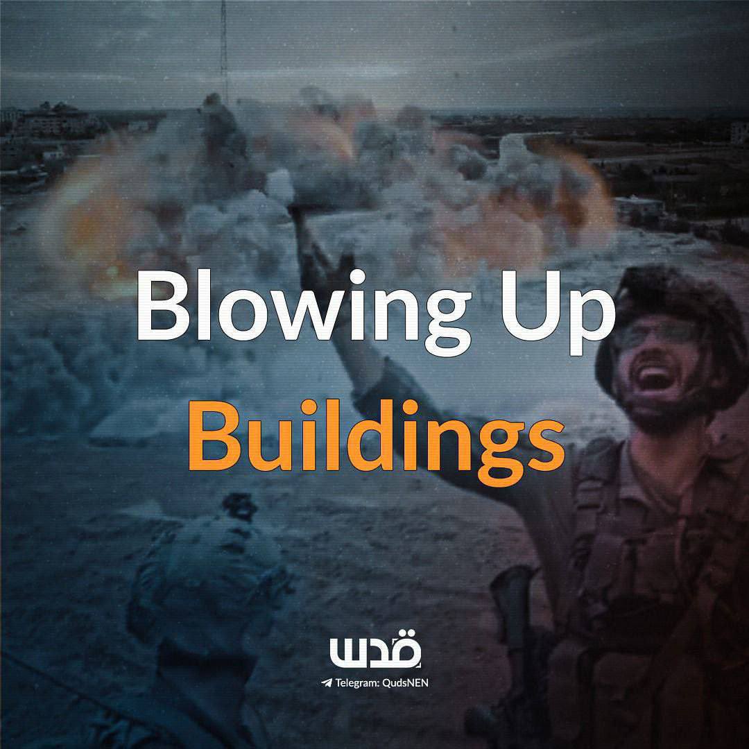 QudsNen's tweet photo. Israeli military forces continue their blow-up of residential buildings in Beit Hanoun in the northern Gaza Strip. https://t.co/HoJ3Qzx5Ys