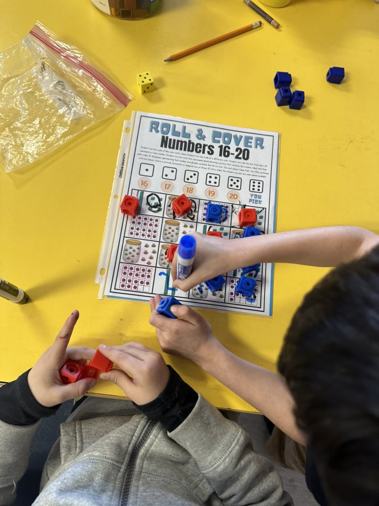 Fun Friday!! Kinder Dalmatians practicing reading, writing and representing numbers 16-20 with a connect 4 game 🤩