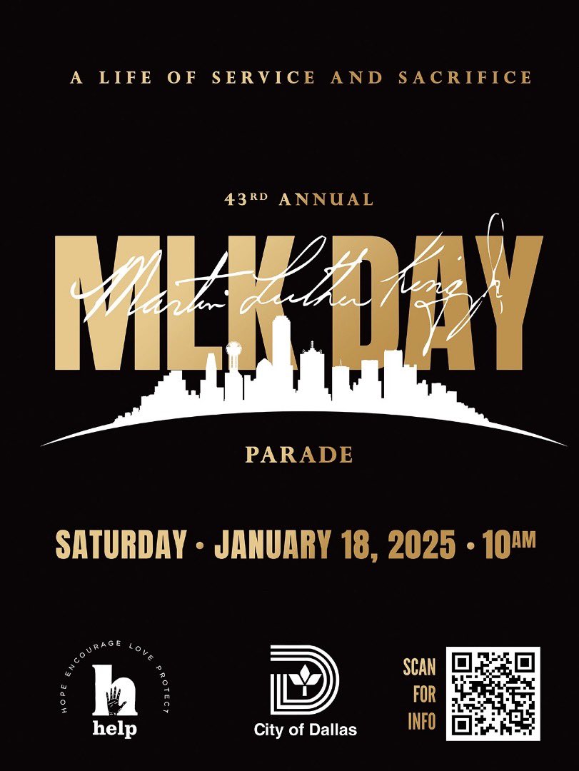 dallascitycode (@dallascitycode) on Twitter photo This Saturday: Celebrate the Legacy of Dr. Martin Luther King, Jr. at the 43rd Annual City of Dallas MLK Parade featuring Martin Luther King III!
The parade is happening on Saturday, January 18, starting at 10 a.m. from the Fair Park Pennsylvania entrance.
<a href="/MLKCCDallas/">Dallas MLK Center</a> This Saturday: Celebrate the Legacy of Dr. Martin Luther King, Jr. at the 43rd Annual City of Dallas MLK Parade featuring Martin Luther King III!
The parade is happening on Saturday, January 18, starting at 10 a.m. from the Fair Park Pennsylvania entrance.
<a href="/MLKCCDallas/">Dallas MLK Center</a>