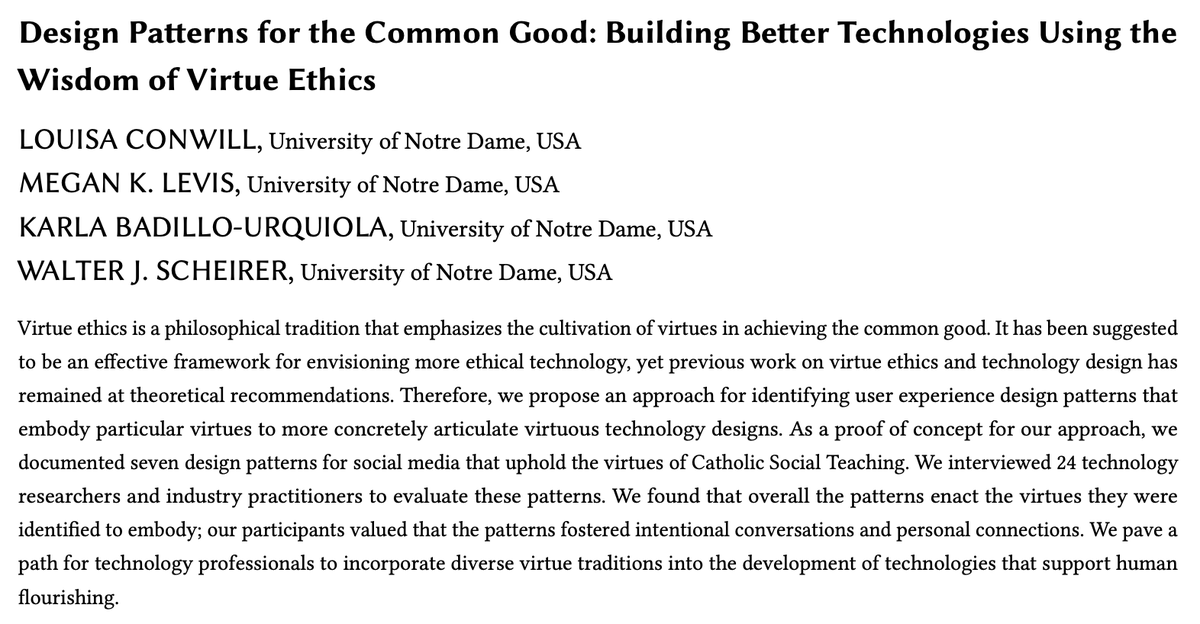 Our paper was (cond.) accepted to #CHI2025! In this paper we propose an approach to translate abstract ethics into concrete designs that promote the common good.

On a personal note, I grew up in Tokyo so I'm grateful for a trip home 🇯🇵

<a href="/MeganKLevis/">Megan Levis Scheirer</a>
<a href="/kbadillou/">Dr. Karla Badillo-Urquiola (Dr. KB)</a>
<a href="/wjscheirer/">Walter Scheirer</a>