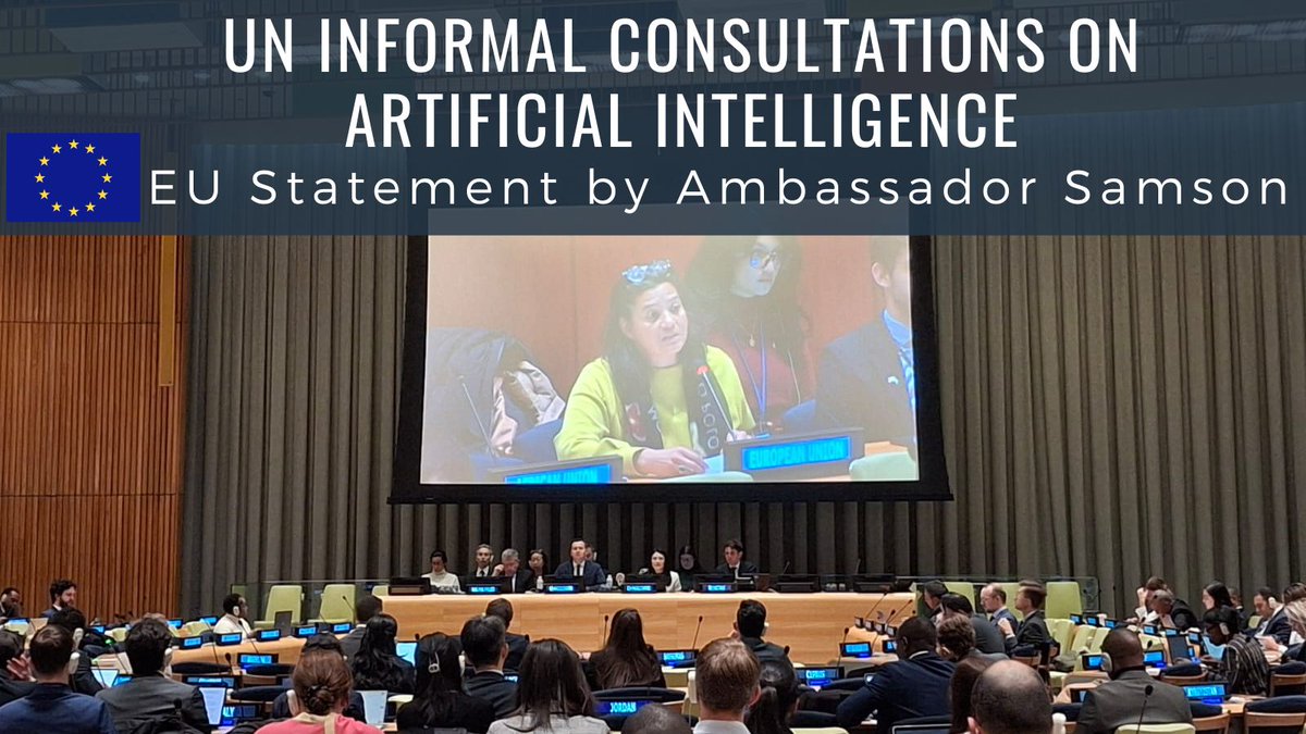 🇪🇺EU at UN-NY (@euatun) on Twitter photo Kicking off process <a href="/UN/">United Nations</a> to establish 1st Independent Int'l Scientific Panel on AI & Global Dialogue on AI Governance, essential to put #AI at the service of humanity.
🇪🇺EU is at the forefront of making this happen & ready to engage with all stakeholders.
eeas.europa.eu/delegations/un… Kicking off process <a href="/UN/">United Nations</a> to establish 1st Independent Int'l Scientific Panel on AI & Global Dialogue on AI Governance, essential to put #AI at the service of humanity.
🇪🇺EU is at the forefront of making this happen & ready to engage with all stakeholders.
eeas.europa.eu/delegations/un…