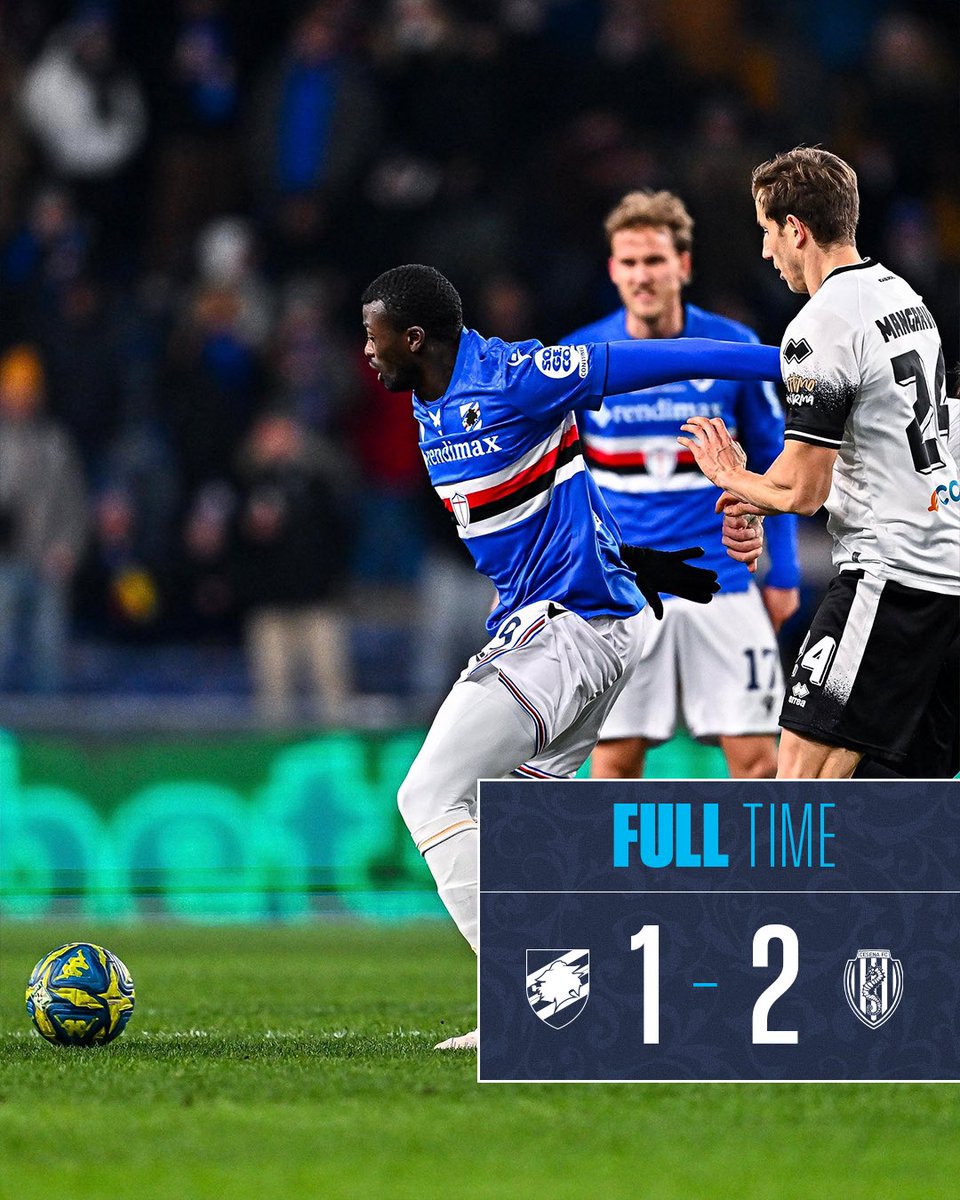 sampdoria's tweet image. ⏹️ | FULL TIME

#SampCesena 1️⃣-2️⃣ | #SerieBKT

#ForzaDoria 🔵⚪️🔴⚫️⚪🔵