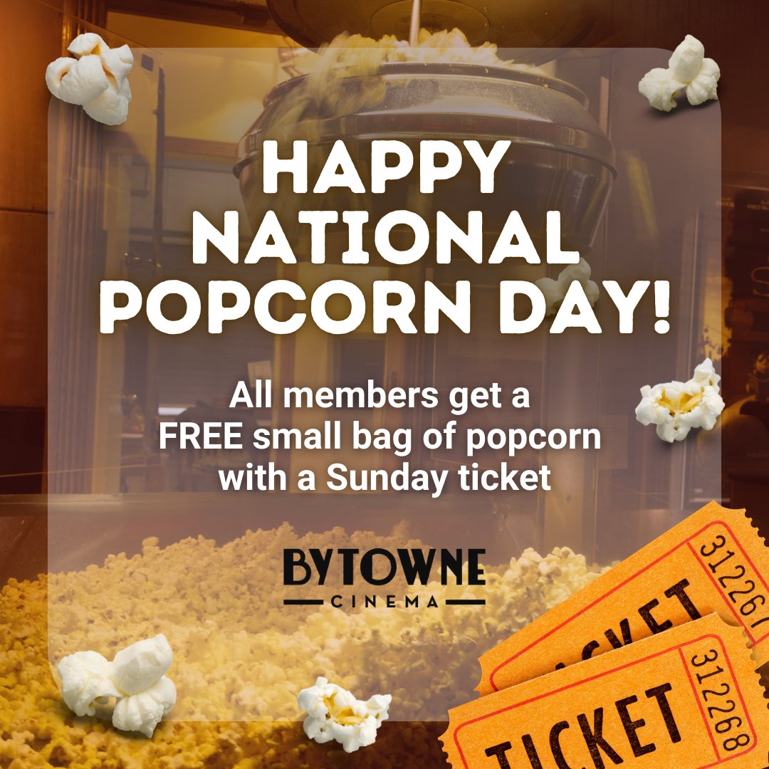 🍿 Sunday, January 19th is National Popcorn Day and we'd like to take this day to give back to our amazing members!

👉 Only 1 popcorn bag per member.
👉 Only redeemable on Sunday, January 19th.
