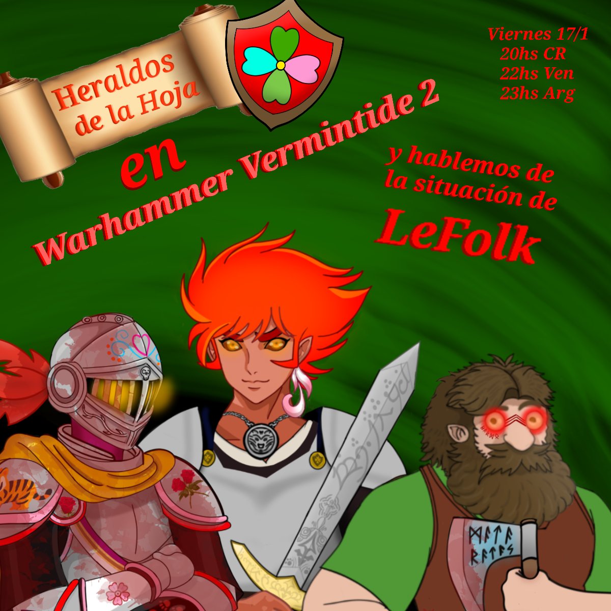 Heraldos_Hoja's tweet photo. Hoy estaremos Jugando Warhammer Vermintide 2 y mañana tenemos dnd ( el horario esta entre nosotros ?) https://t.co/LbtzNk2WZn