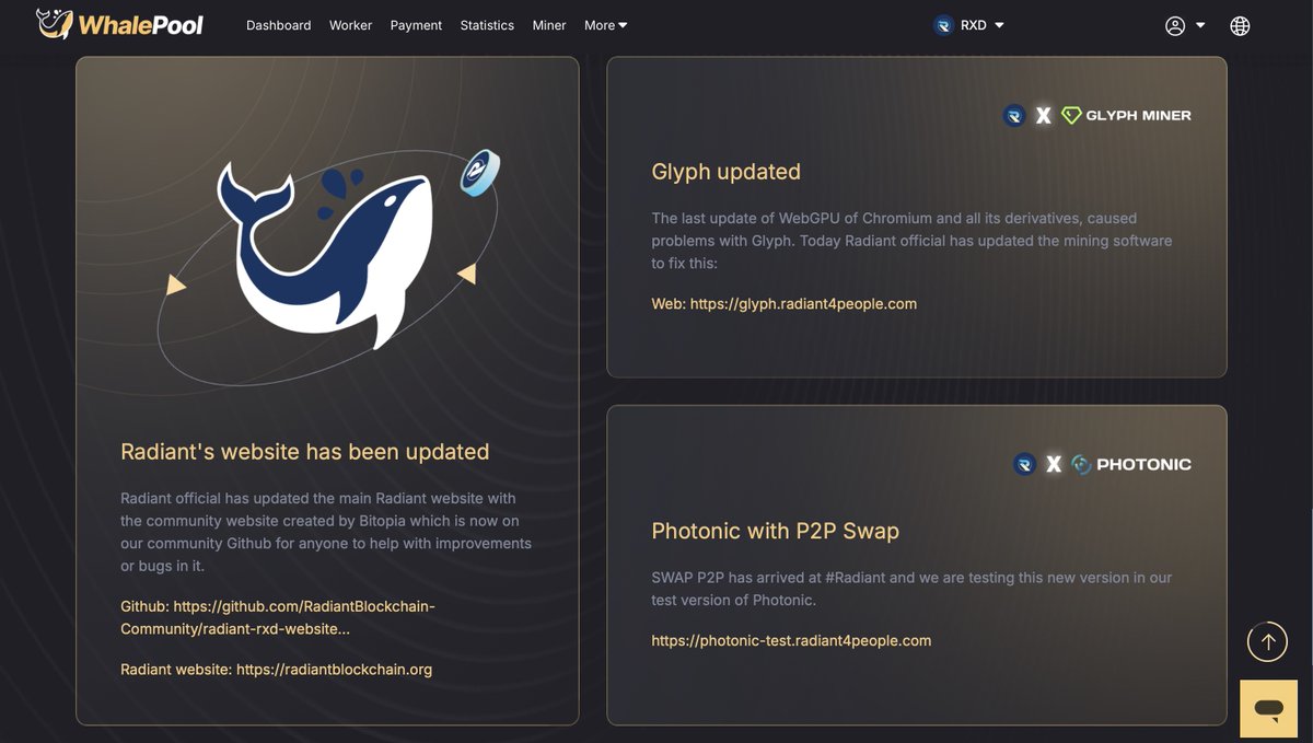 No fee mining on <a href="/whalepool_com/">WhalePool</a> until March 22, 2025

Cool to see Whalepool on top of recent events on their RXD page. Help spread the word and the hash! 

Welcome to the Radiant party Whalepool! 🐳 

1/2