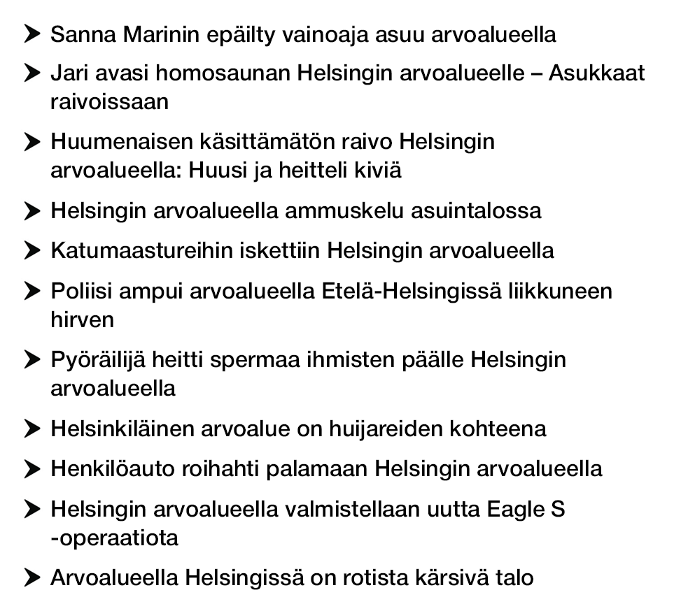 Arvoalueilla on ollut kuluneen vuoden aikana raskasta.