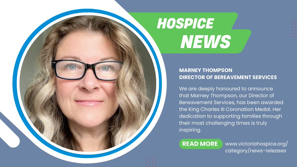 We are deeply honoured to announce that Marney Thompson has been awarded the King Charles III Coronation Medal. #Victoria #Hospice #Award