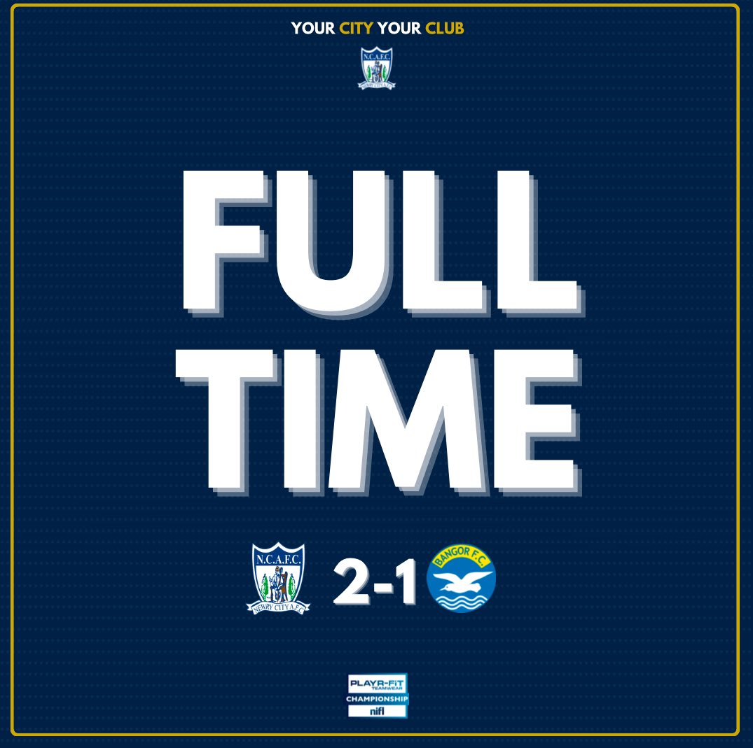 𝗙𝗨𝗟𝗟 𝗧𝗜𝗠𝗘

The referee blows the final whistle and it’s a big win for Darren Mullen’s men against the league leaders.

🟦⬜️ NEW 2-1 BAN ⬛️⬜️

#PlayrFitChamp | #YourCityYourClub