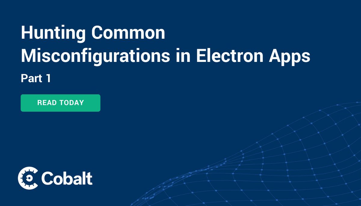Is your Electron app secure?  

In Part 1 of our series, #CobaltCore member Dhiraj Mishra breaks down common Electron app misconfigurations and shares practical tips to secure them.  

Read now: hubs.la/Q033188c0  

#Cybersecurity #AppSecurity #ElectronApps #Pentesting